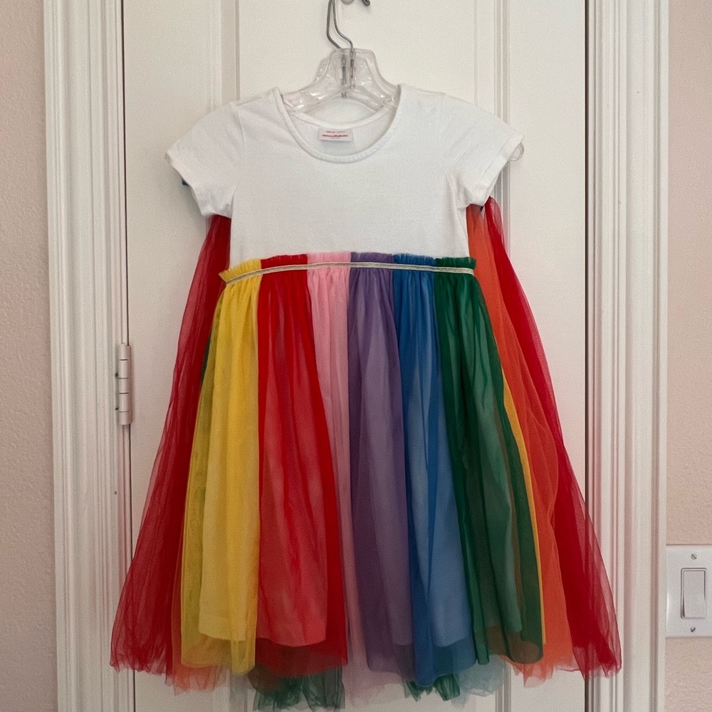 Hanna Anderson Rainbow Dress w/ Cape Sz 6/7